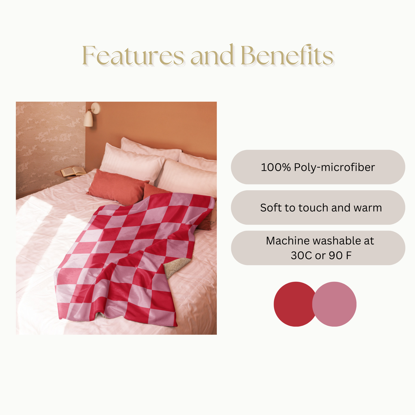 Sherpa Blanket - Red and Pink Check Fleece Blanket