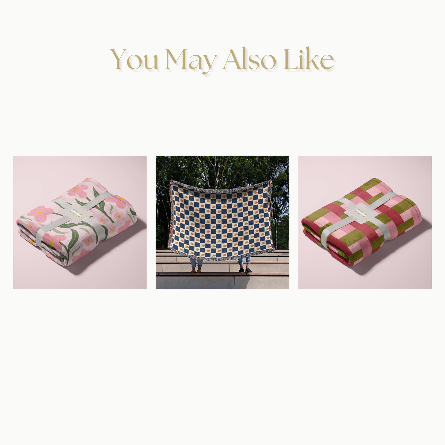 Velveteen Blanket with Blue Stripes and Green Waves