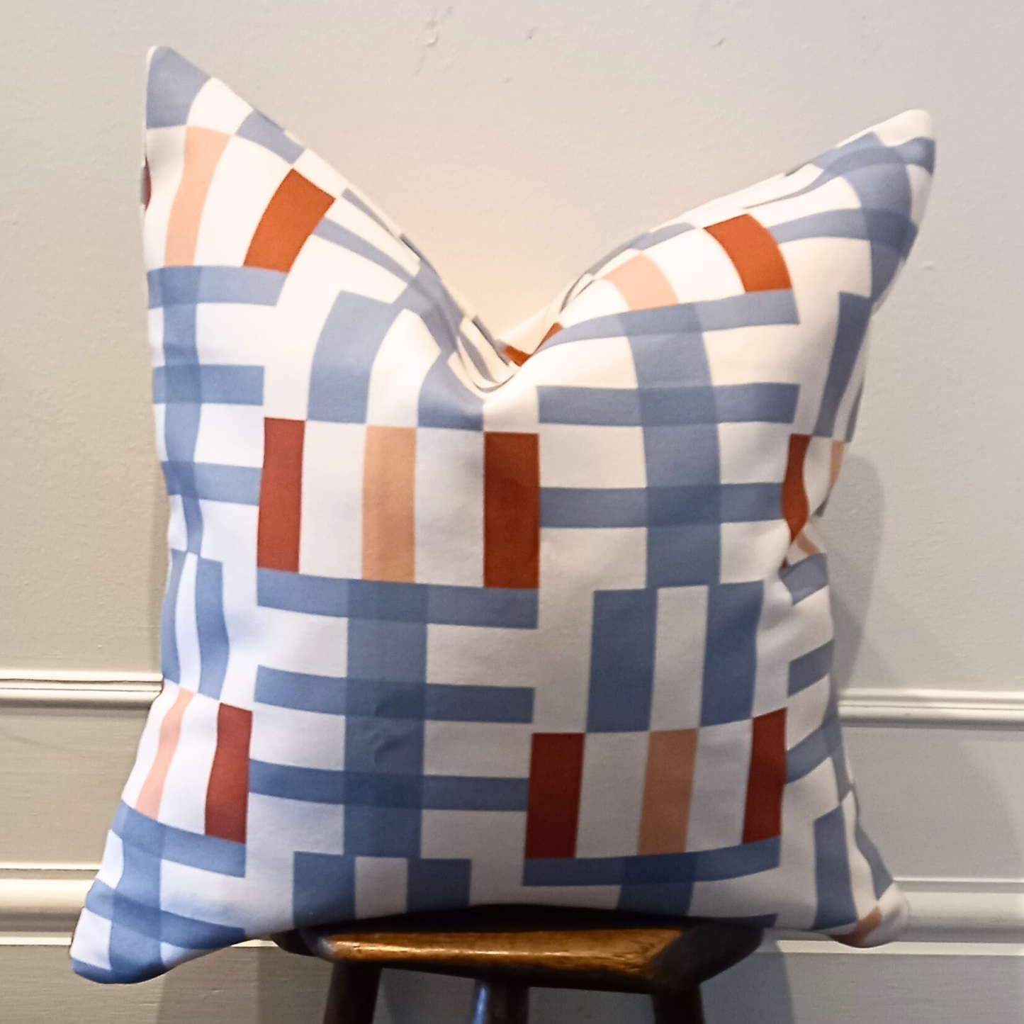 Square Pillowcase - Blue and Orange Stripe Cushion Cover