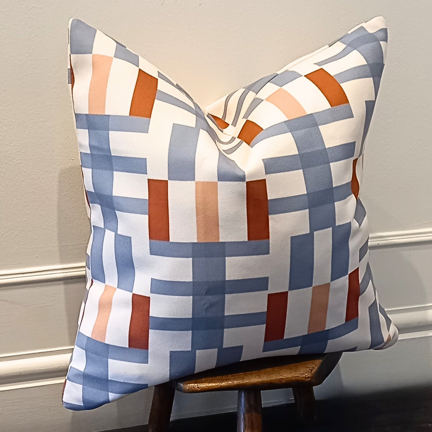 Square Pillowcase - Blue and Orange Stripe Cushion Cover