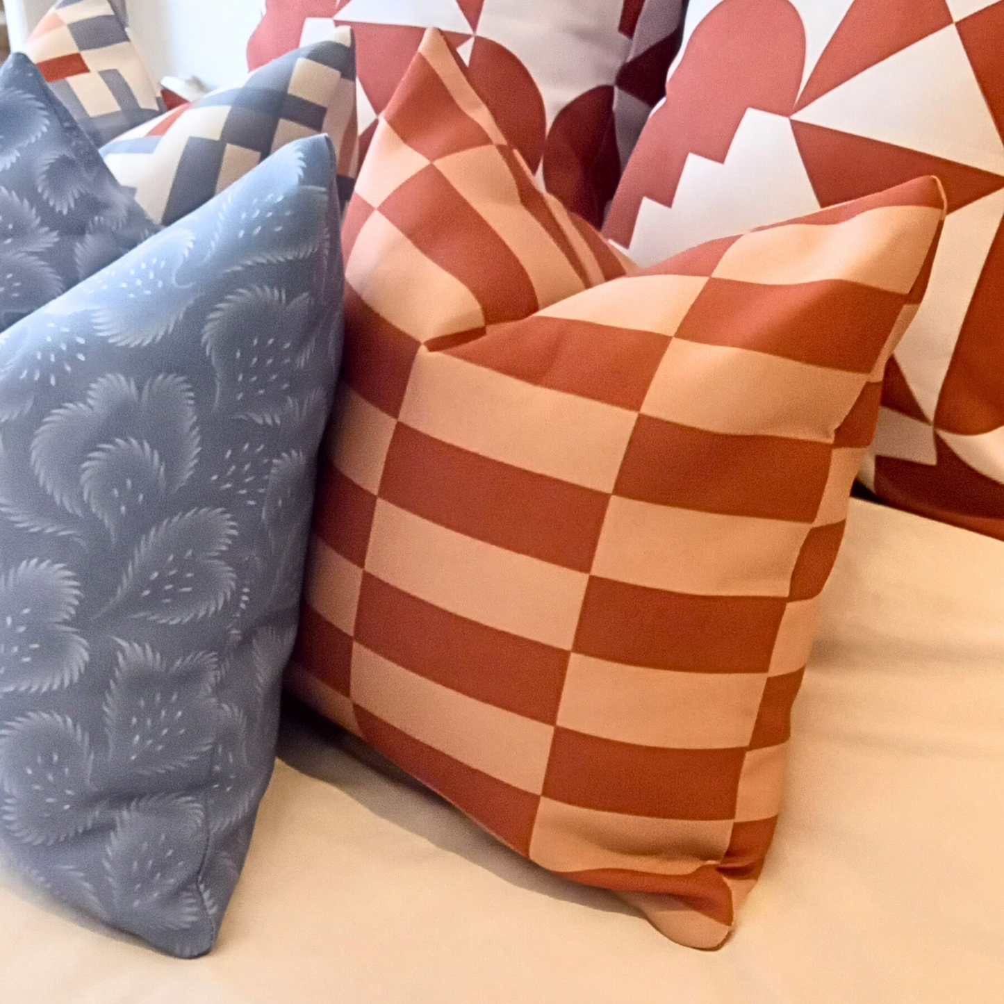 Blue Floral Cushion – 18" x 18" Sofa Cushion for Grey Sofa, Bedroom, or Living Room