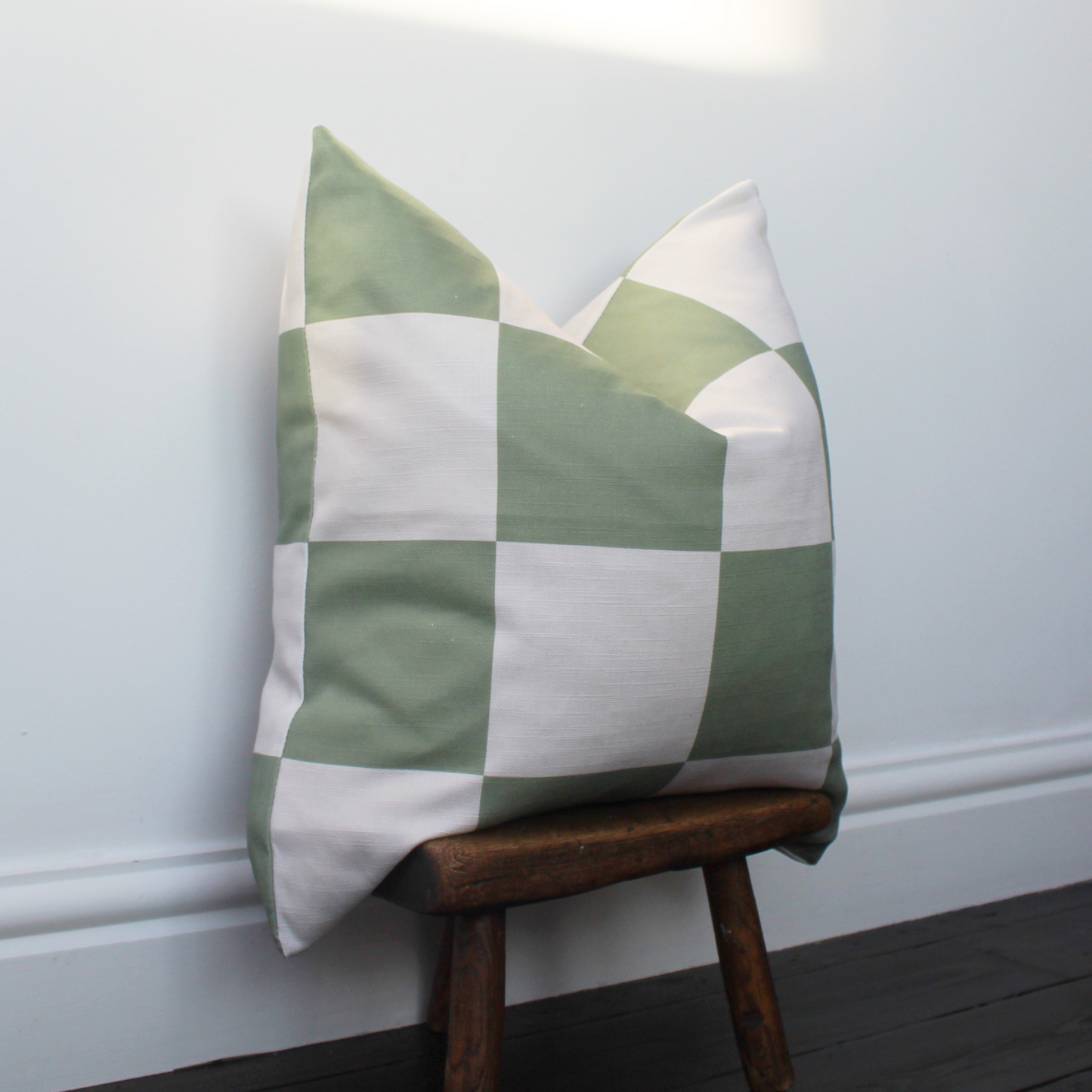 Mia Green Checkerboard Cushion