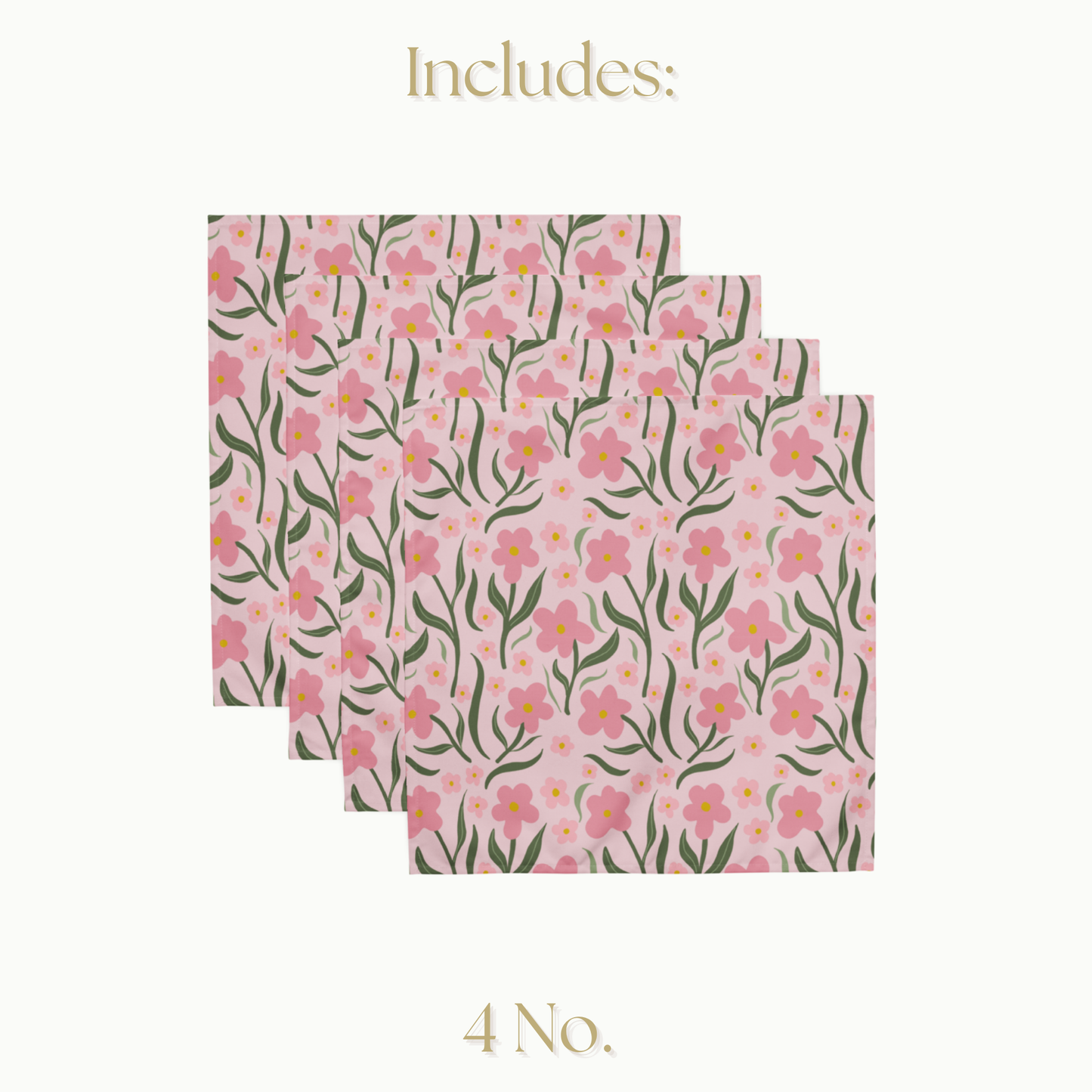 Pink Floral Cloth napkin set, Set of 4