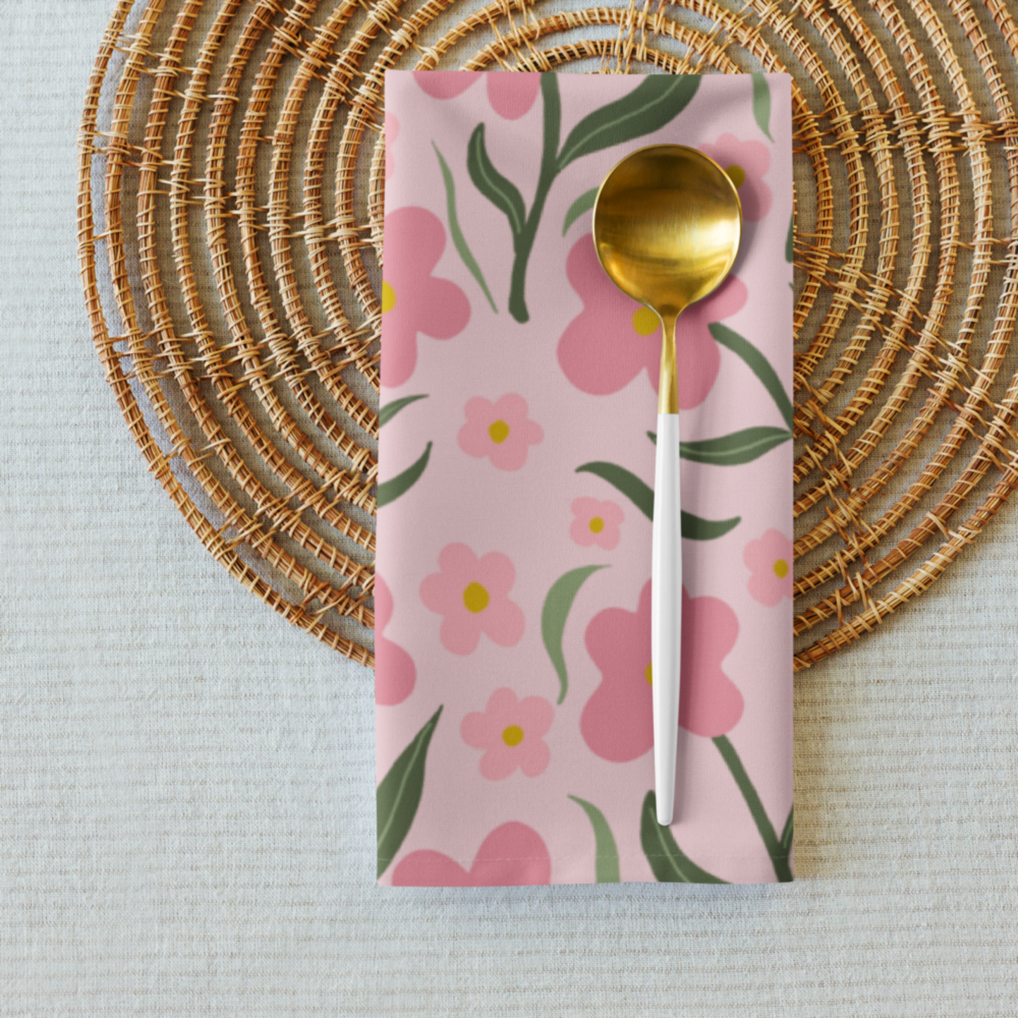 Pink Floral Cloth napkin set, Set of 4