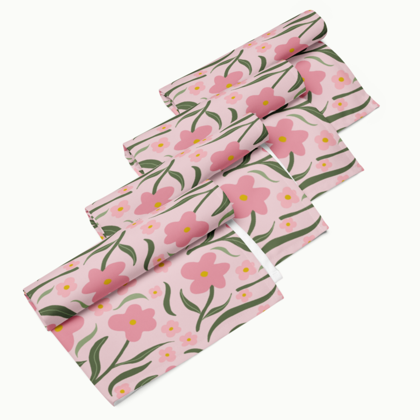 Pink Floral Cloth napkin set, Set of 4