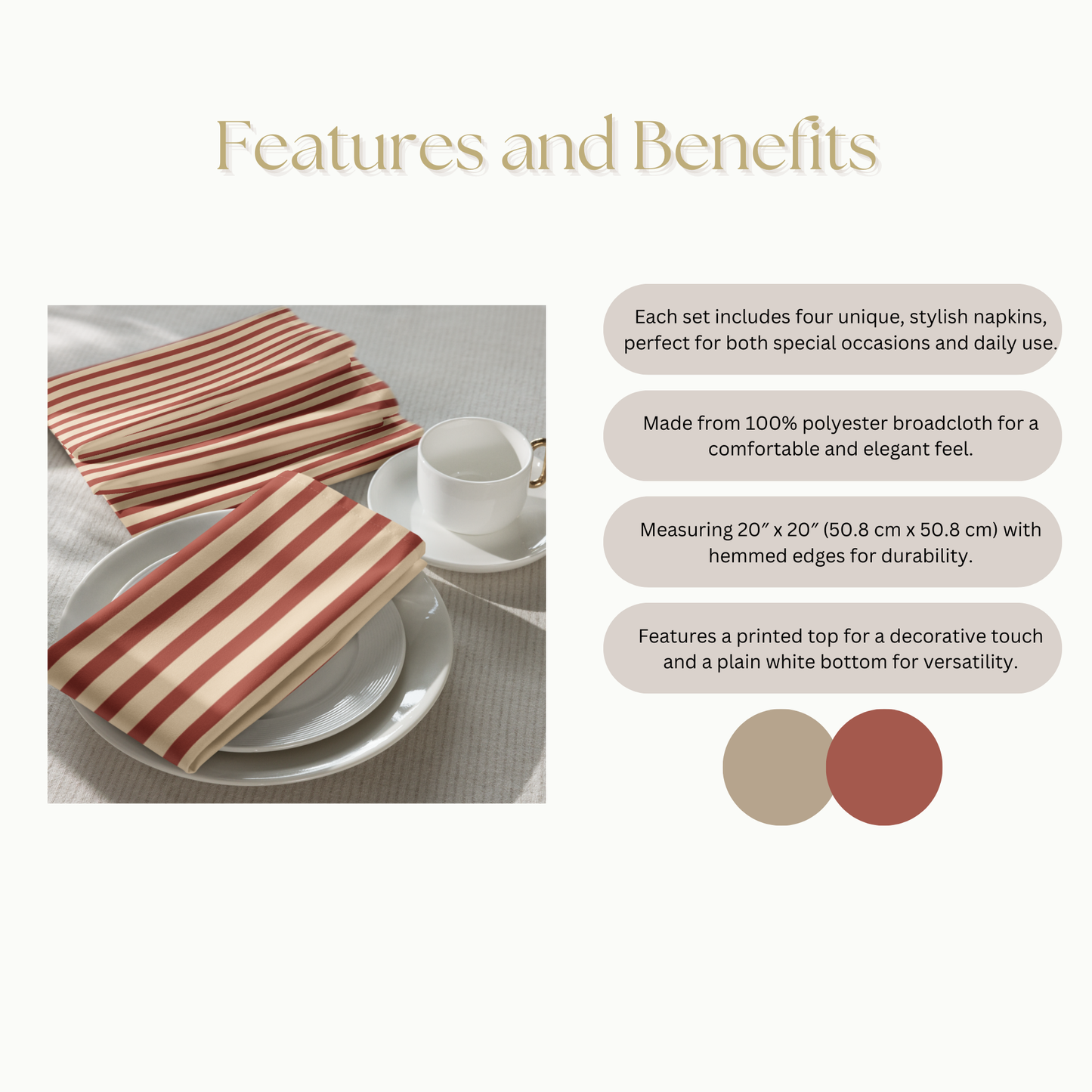 Stripe Cloth napkin set, Set of 4