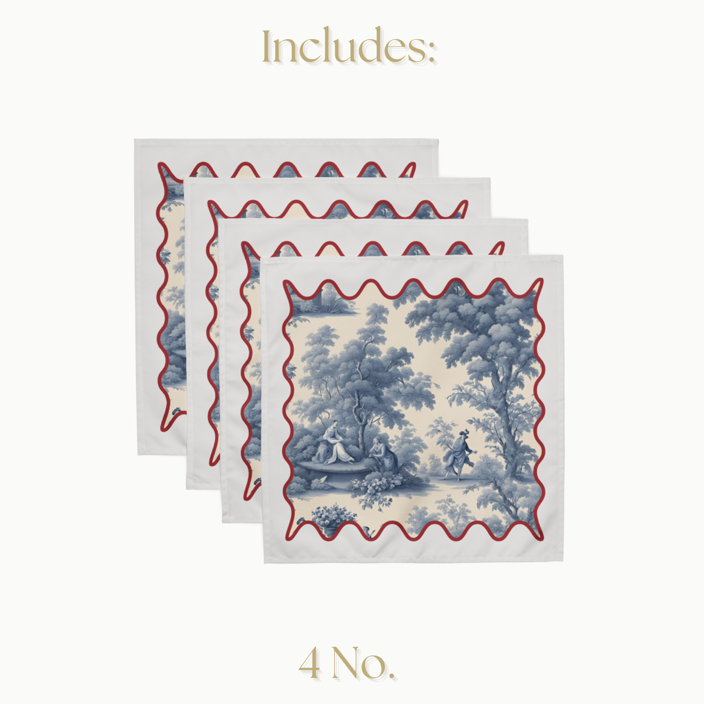 Blue Toile Cloth napkin set, Set of 4