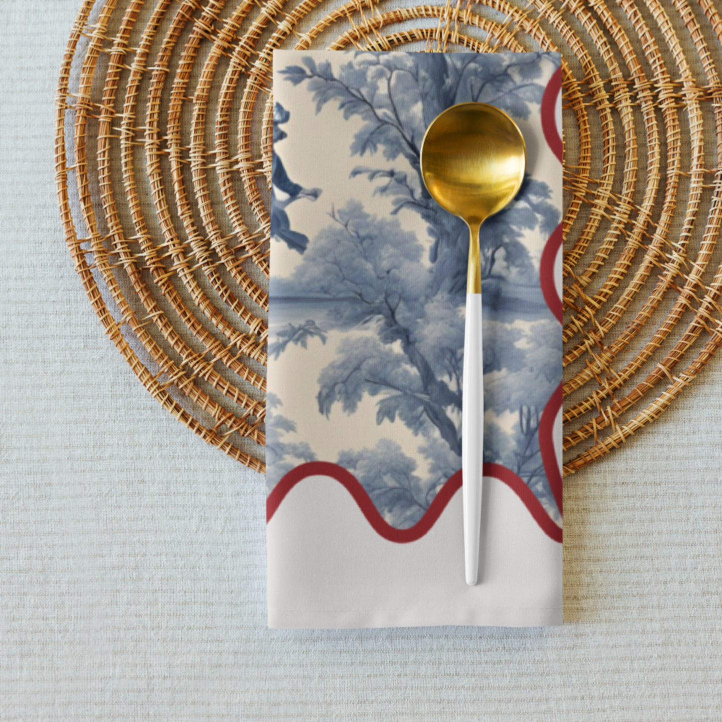 Blue Toile Cloth napkin set, Set of 4