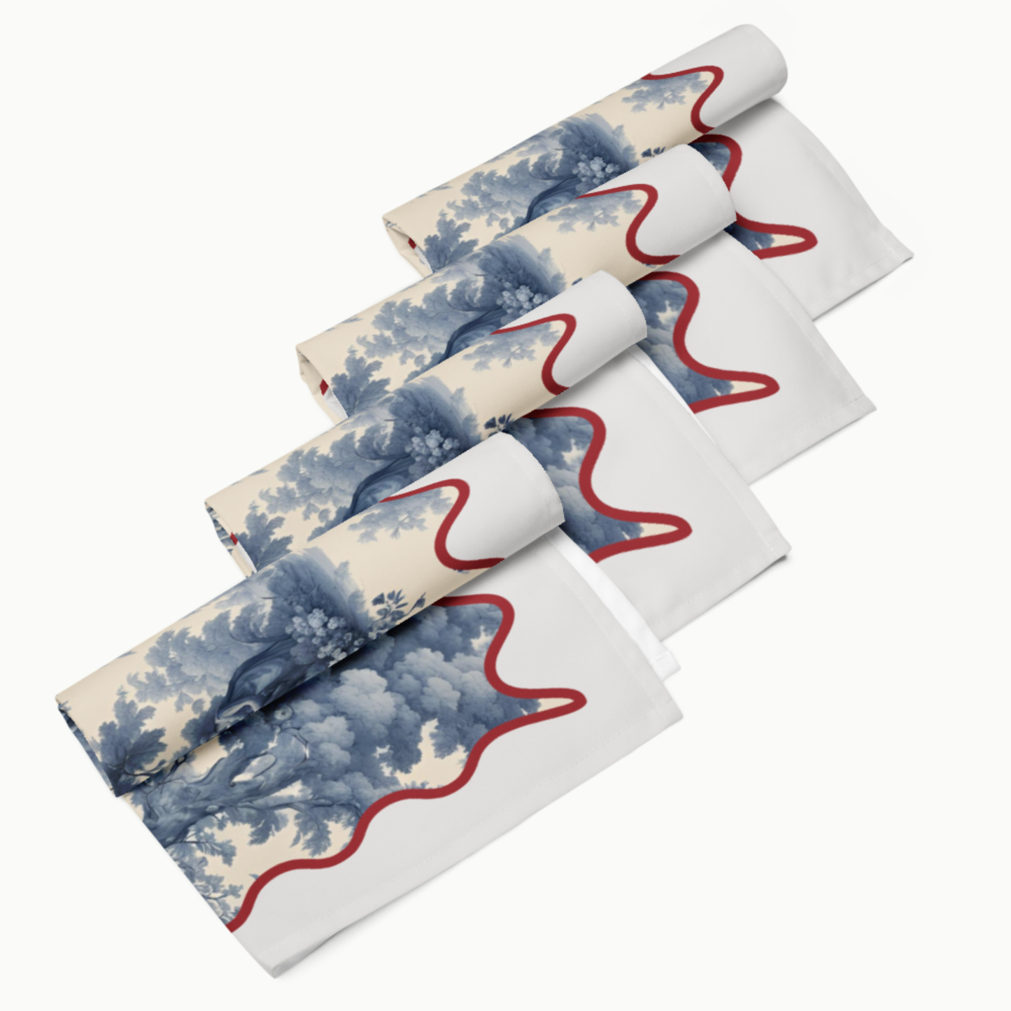 Blue Toile Cloth napkin set, Set of 4