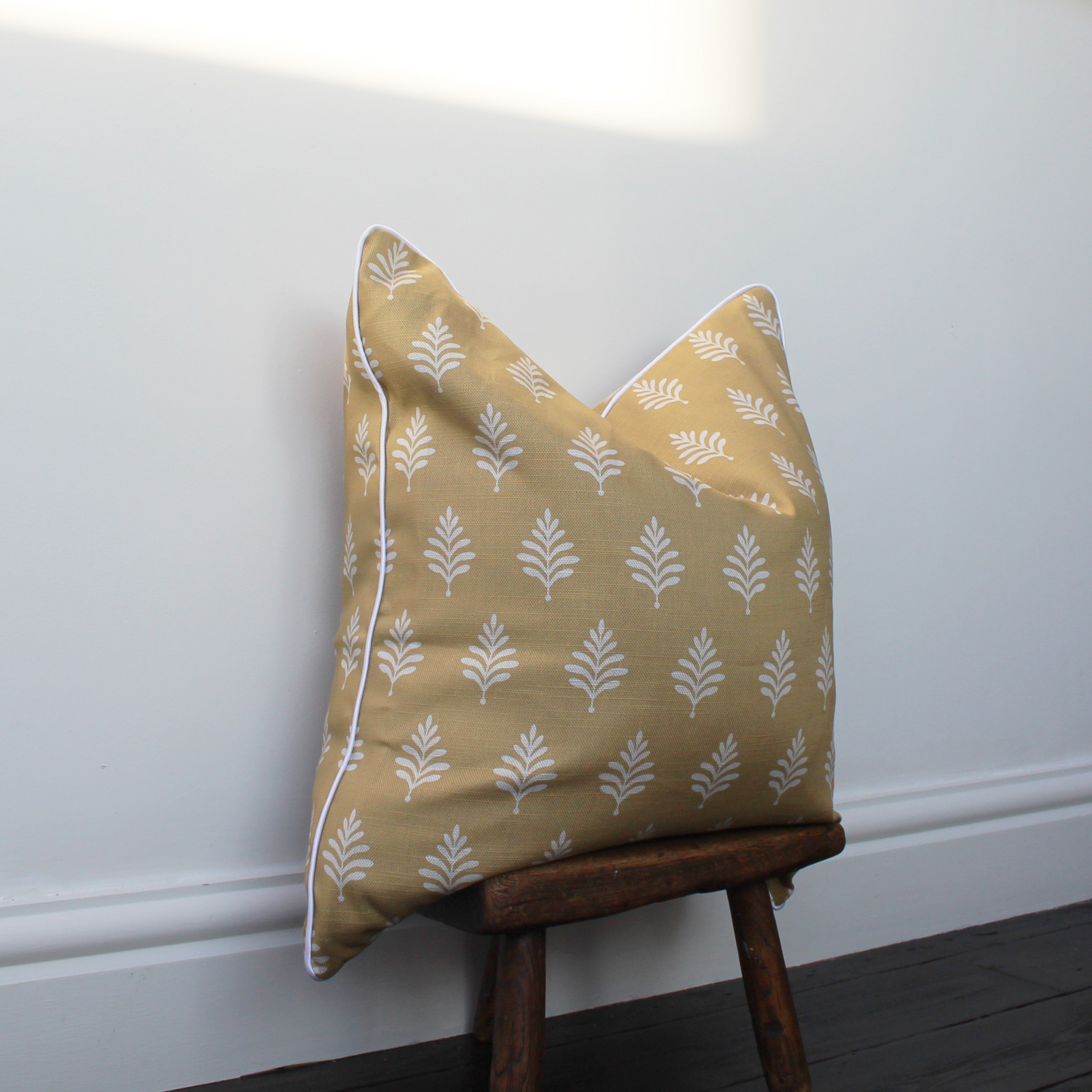Isla Mustard Leaf Block Print Cushion