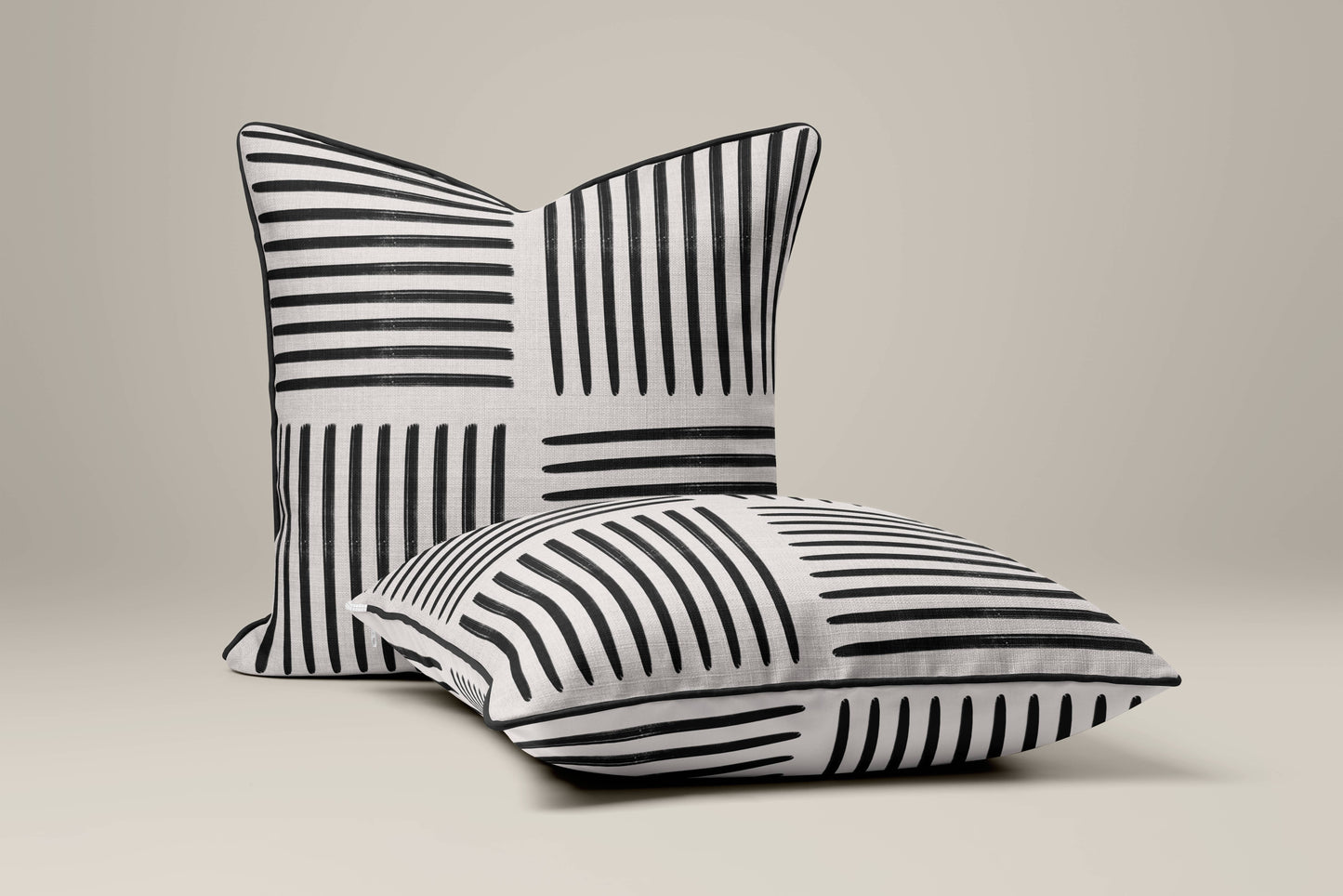 Modern Black Brushstroke Cushion Cover 50cm x 50cm