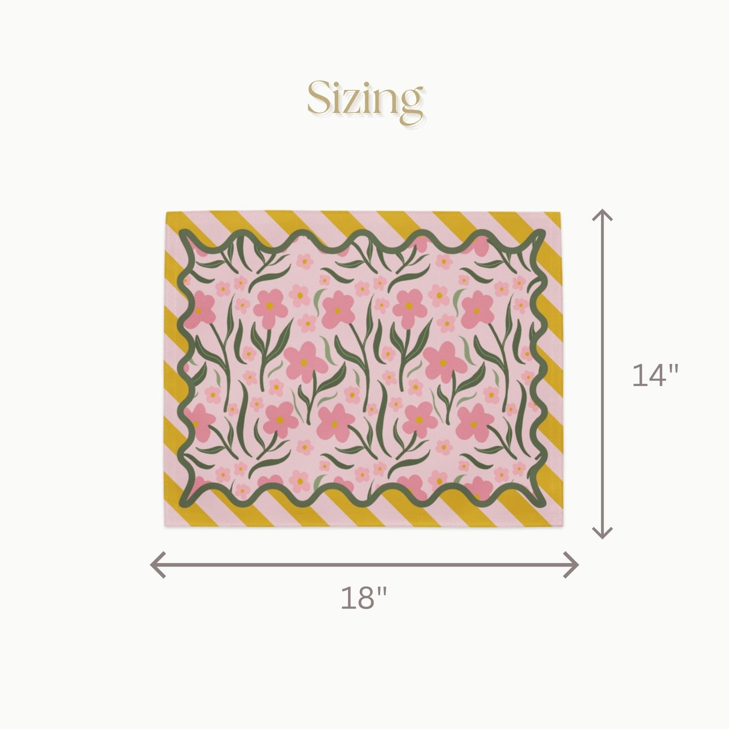 Floral and Stripe Placemat Set, Set of 4