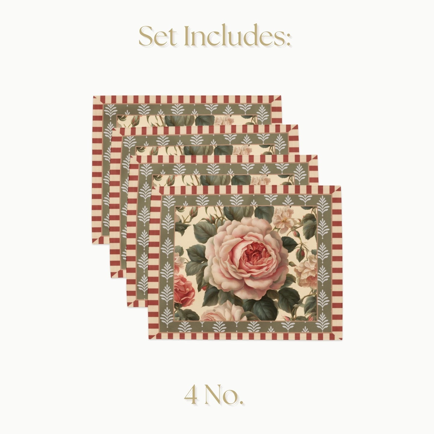 Vintage Rose Floral Placemat Set
