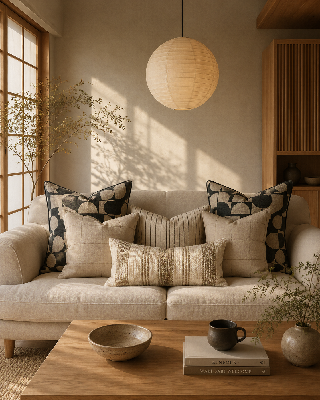 Scandi japandi cushion edit