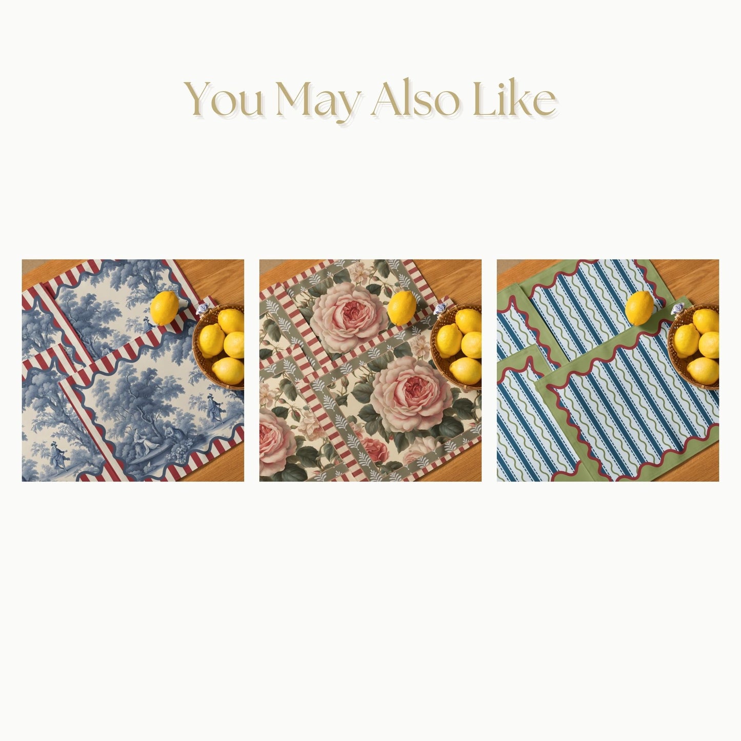 Floral and Stripe Placemat Set, Set of 4