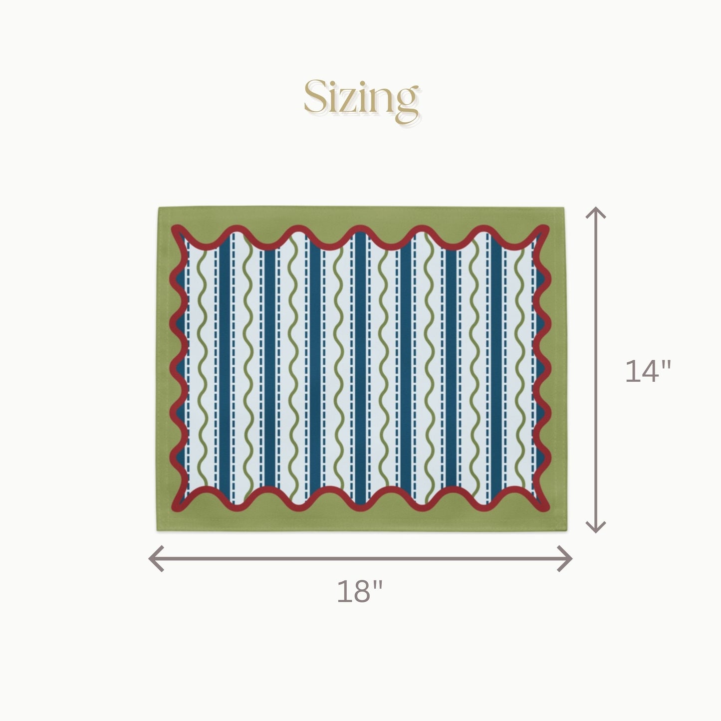 Blue and Green Wavy Stripe Placemat Set, Set of 4