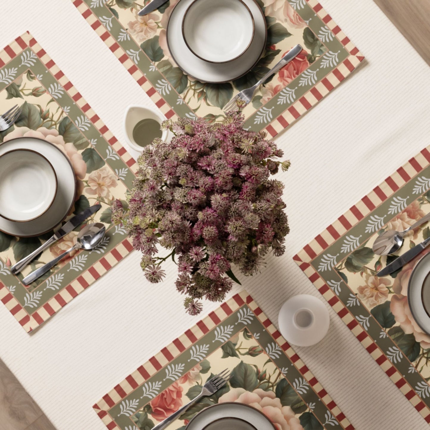 Vintage Rose Floral Placemat Set