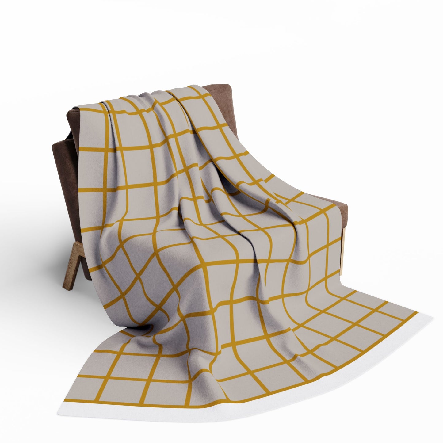 Mustard Check Fleece Blanket