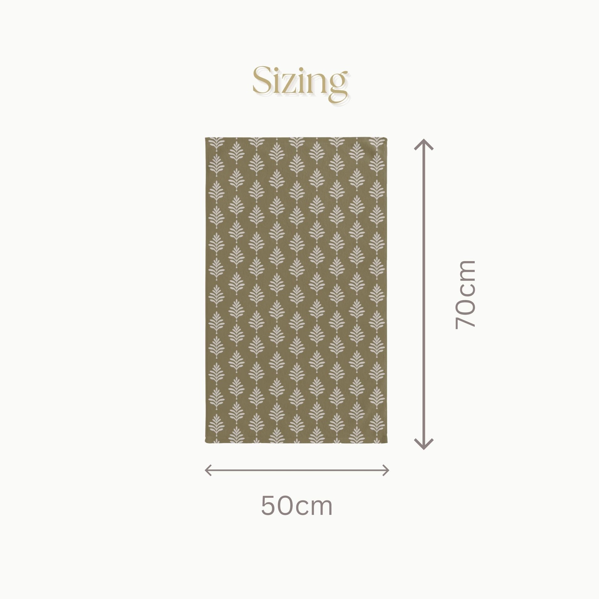 Sage Green Block Print Cotton Linen Tea Towel