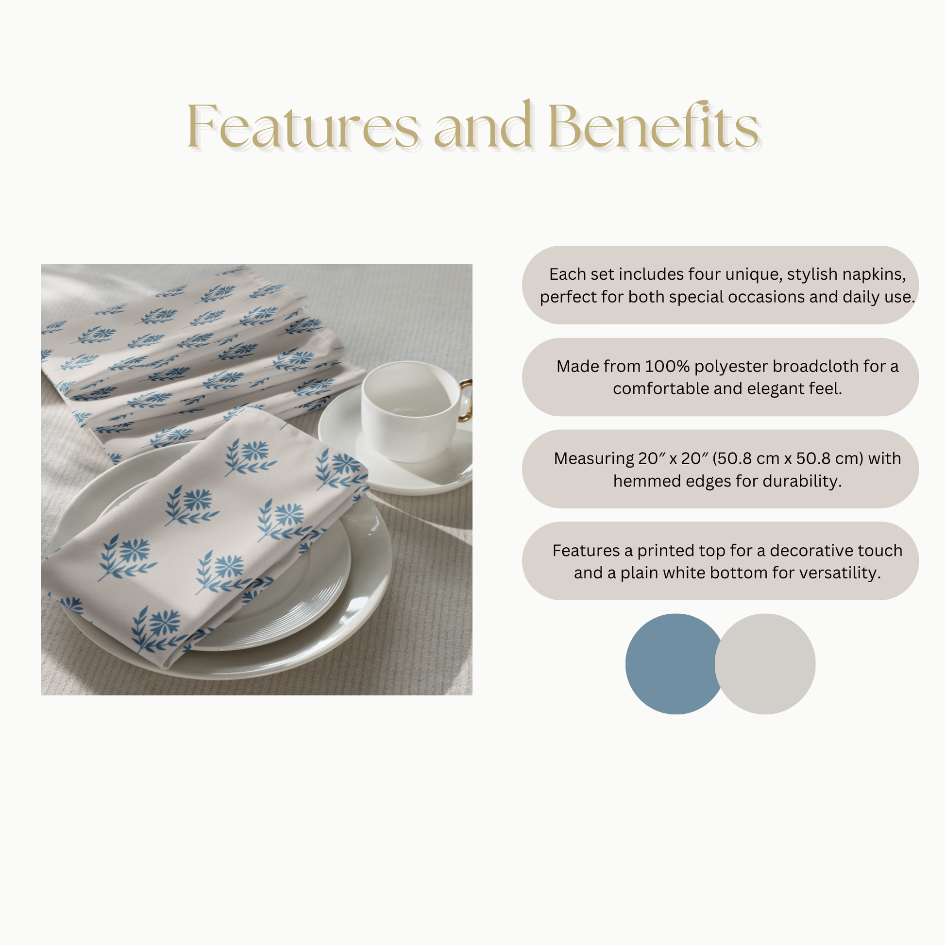 Floral Cloth napkin set, Set of 4