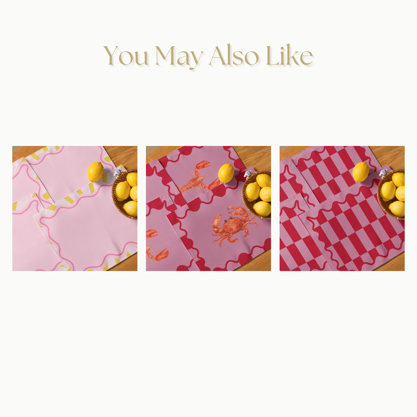 Pink and Yellow Checkerboard Cloth napkin set