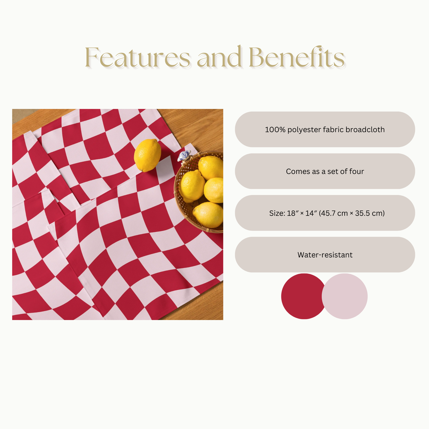 Pink and Red Checkerboard Placemat Set