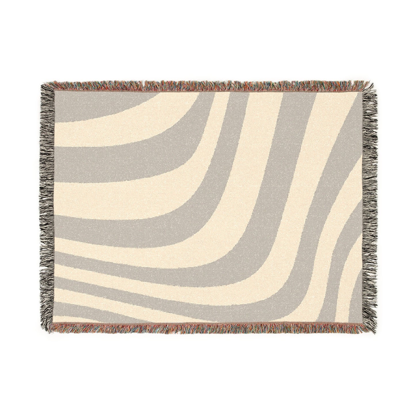 Beige Woven Cotton Throw Blanket – 60 x 80 Inches (152 x 203 cm)