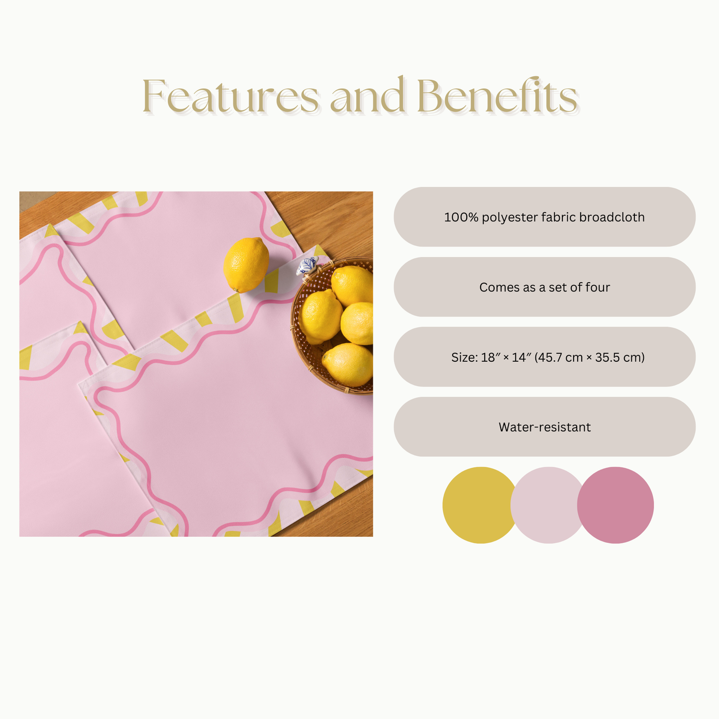 Yellow and Pink sunshine pattern Placemat Set