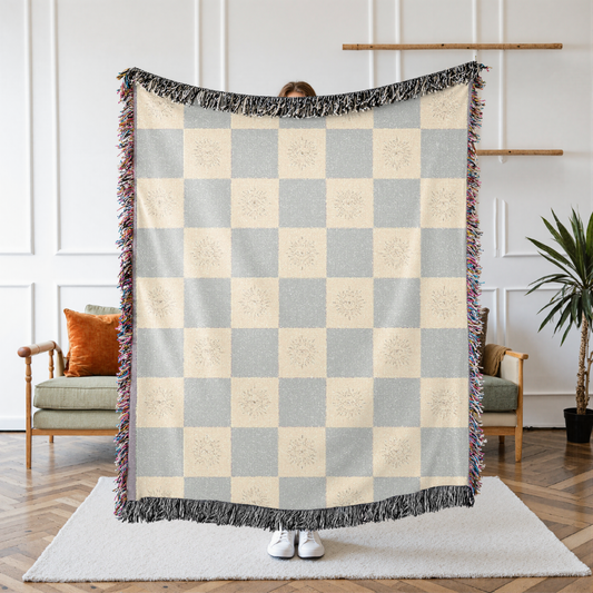 Celestial Sun Face Woven Blanket – Luxury & Comfort with a Cosmic Touch