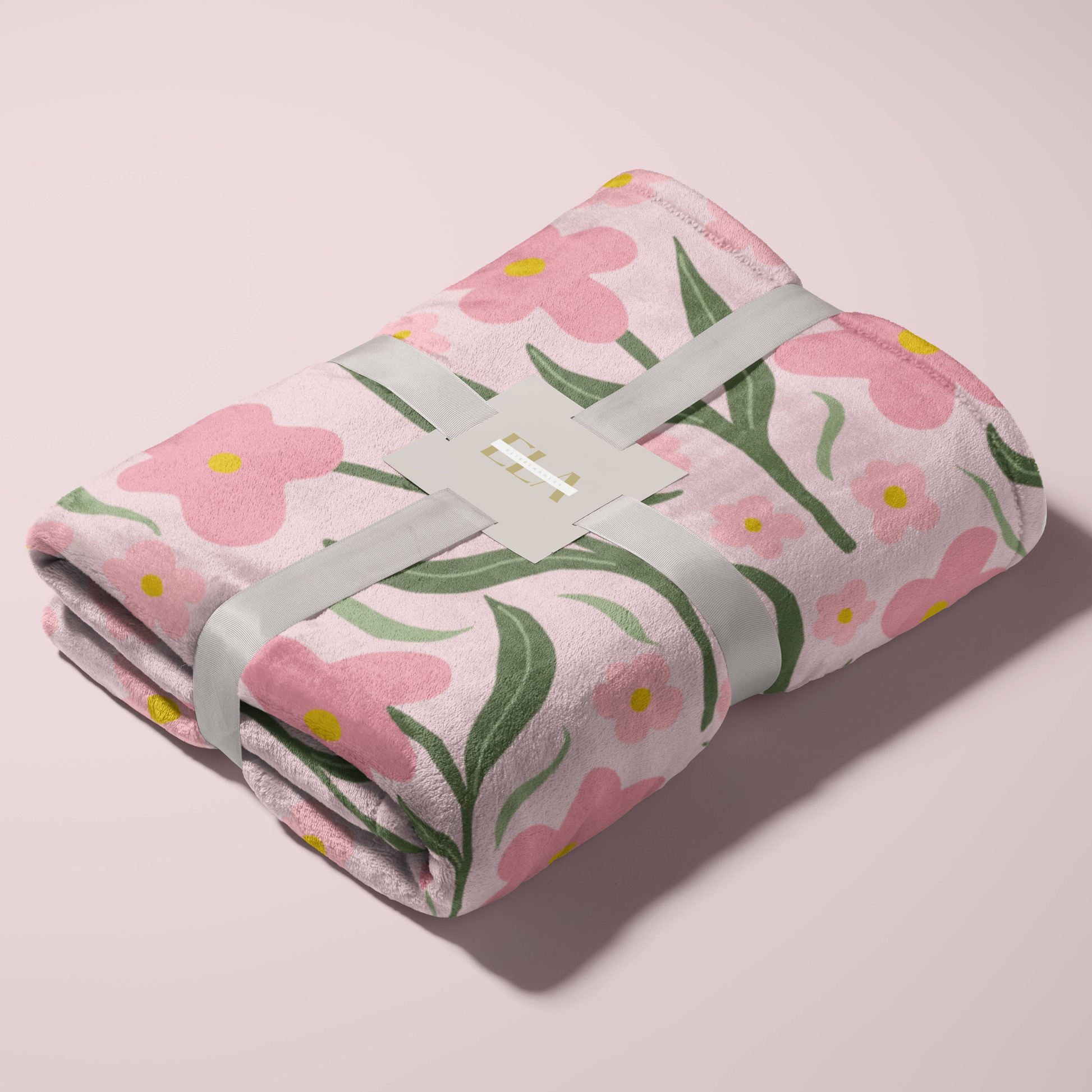 Velveteen Blanket - Pink Floral Design