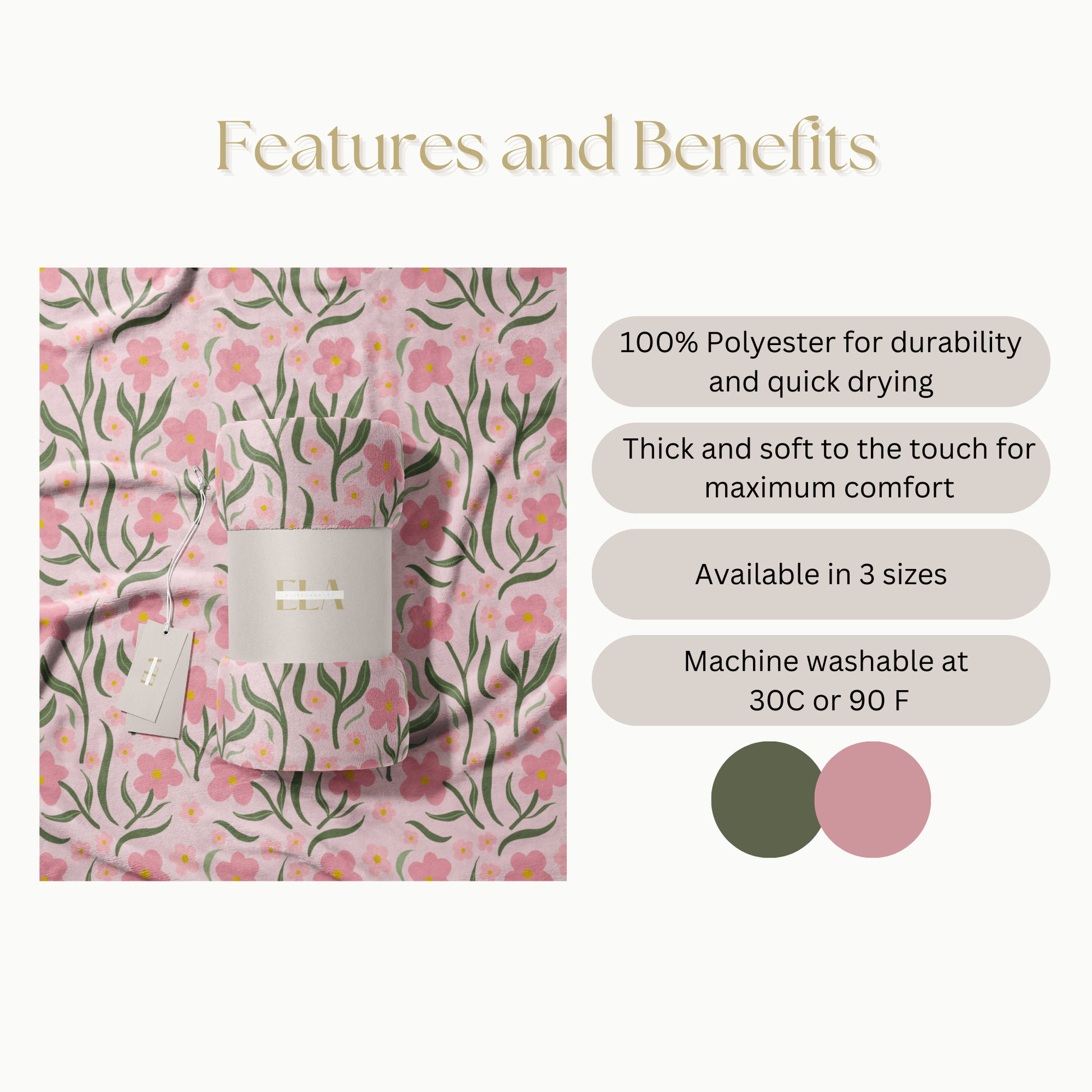 Velveteen Blanket - Pink Floral Design