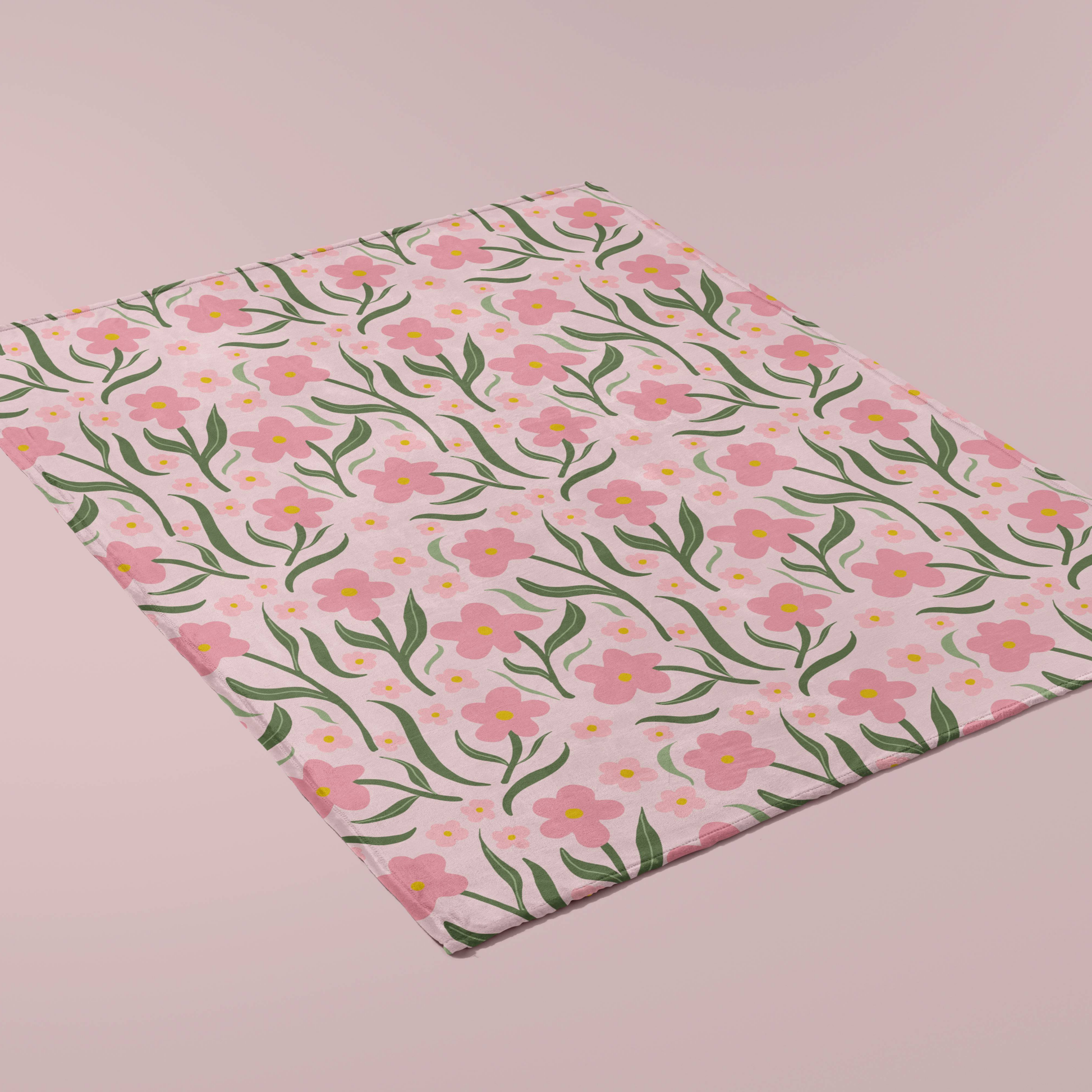 Velveteen Blanket - Pink Floral Design