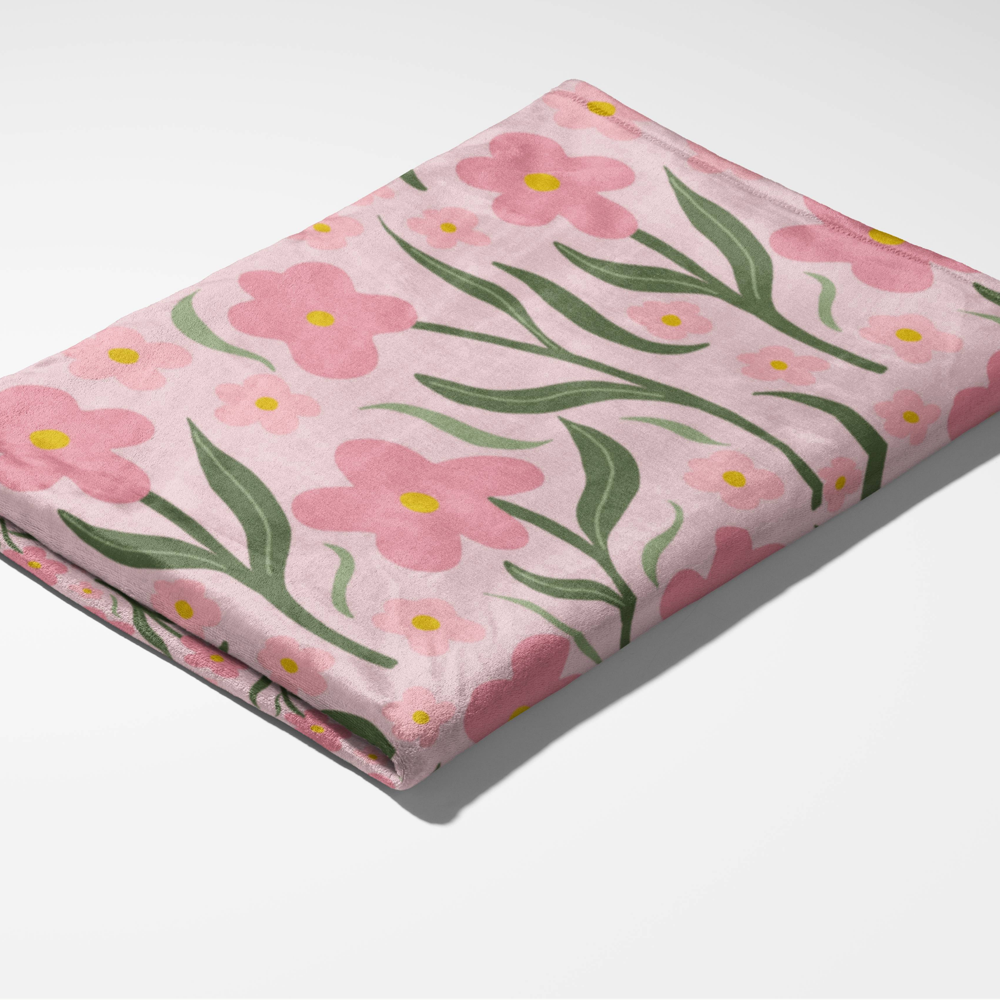 Velveteen Blanket - Pink Floral Design