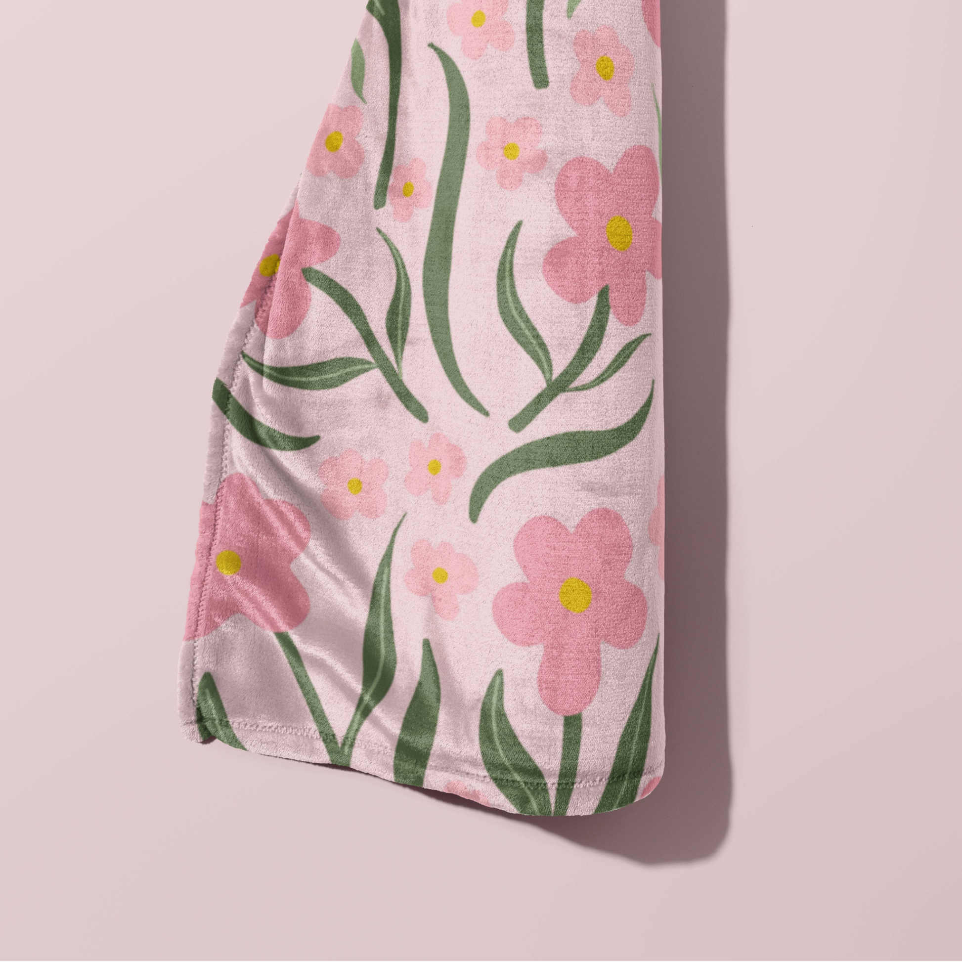 Velveteen Blanket - Pink Floral Design