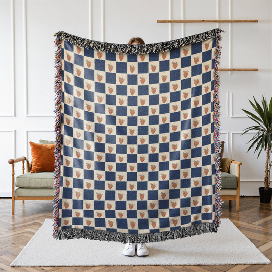 Picnic Blanket Throw - Strawberry Checker Design