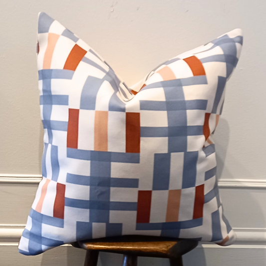 Square Pillowcase - Blue and Orange Stripe Cushion Cover