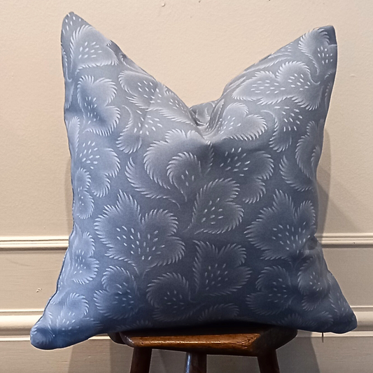 Blue Floral Cushion – 18" x 18" Sofa Cushion for Grey Sofa, Bedroom, or Living Room