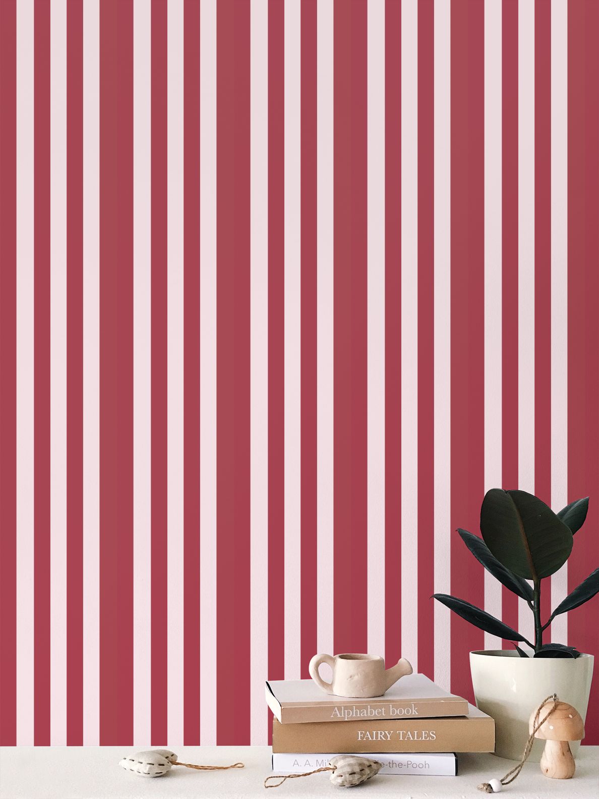 Classic pink stripe wallpaper design