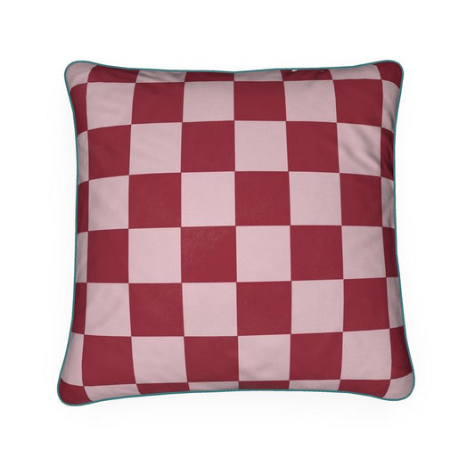 Pink velvet check 50x50cm cushion