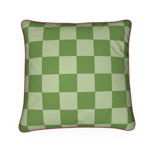 Green check velvet 50x50cm cushion