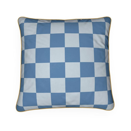 Blue Check Velvet 50x50cm Cushion