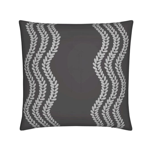 Grey Floral Stripe Cushion – Luxurious Velvet