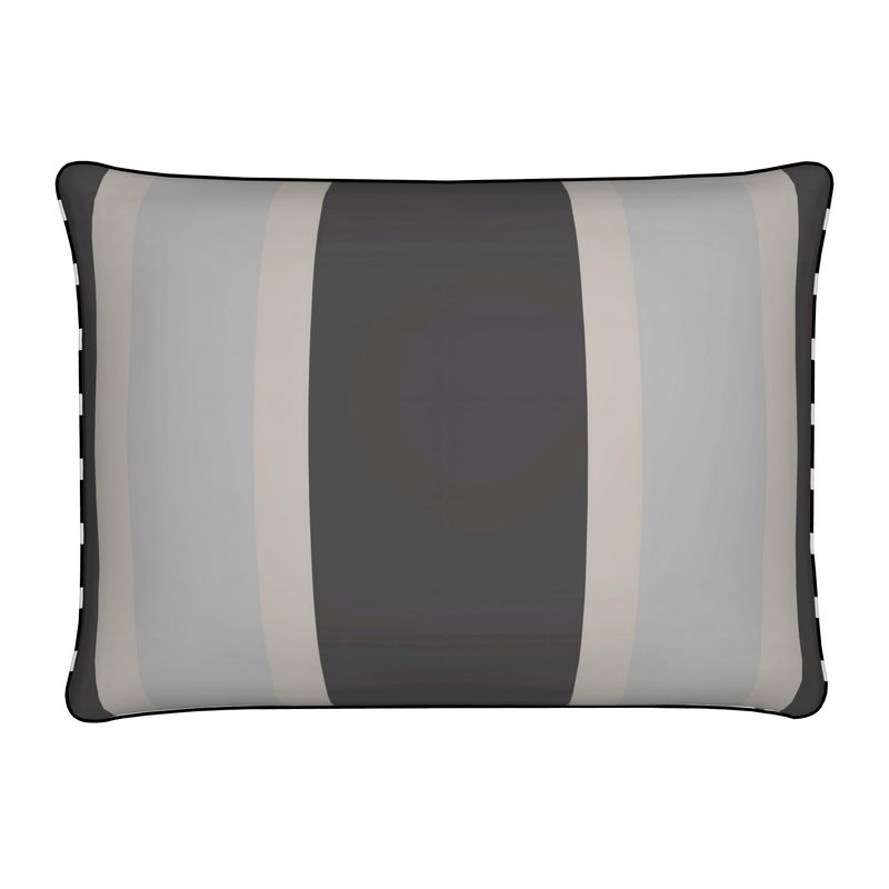 Grey Stripe Mayfair Herringbone Cushion with Black Piping - 50x35cm