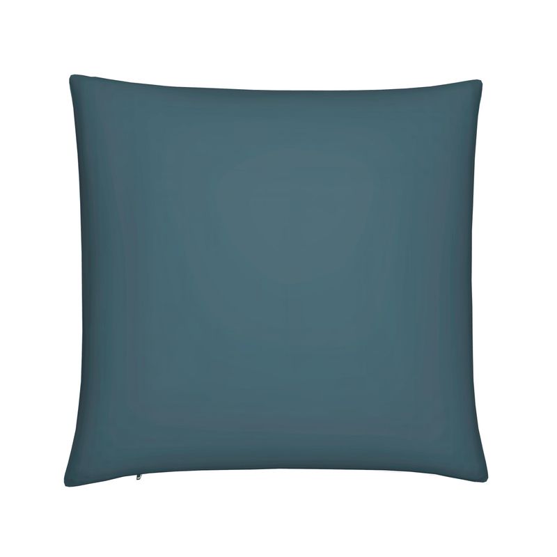 Teal Gingham Flower Cushion - Cotton Linen Fabric - 50x35cm