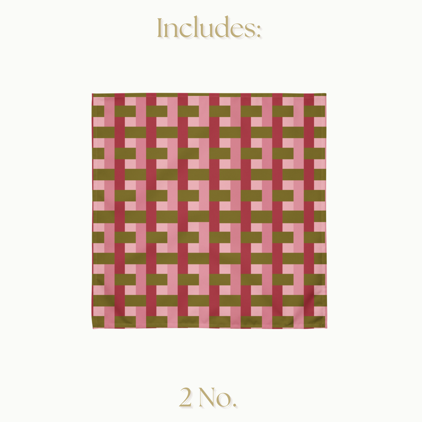 Pink and Green Geometric Cloth napkin set, Set of 4