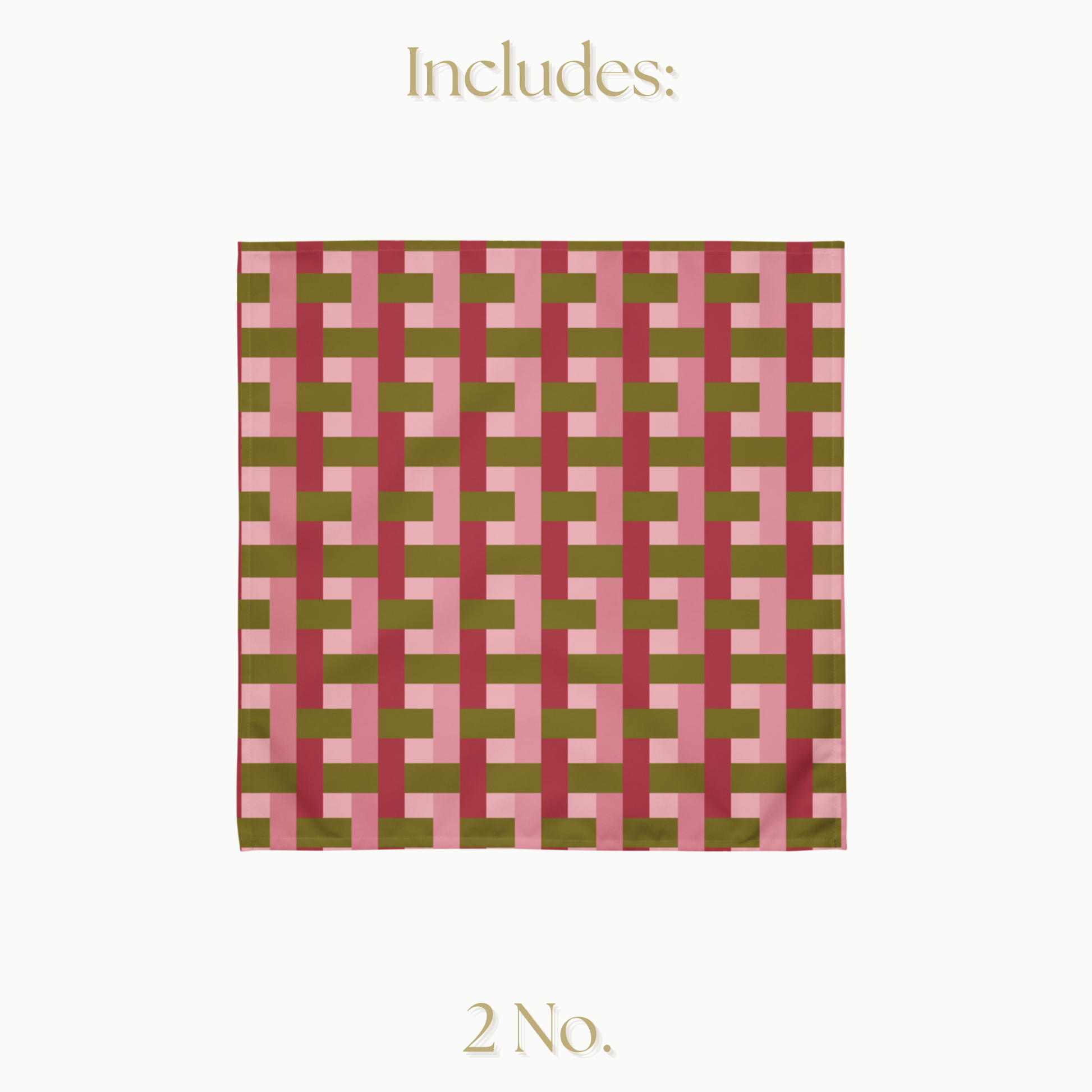 Pink and Green Geometric Cloth napkin set, Set of 4