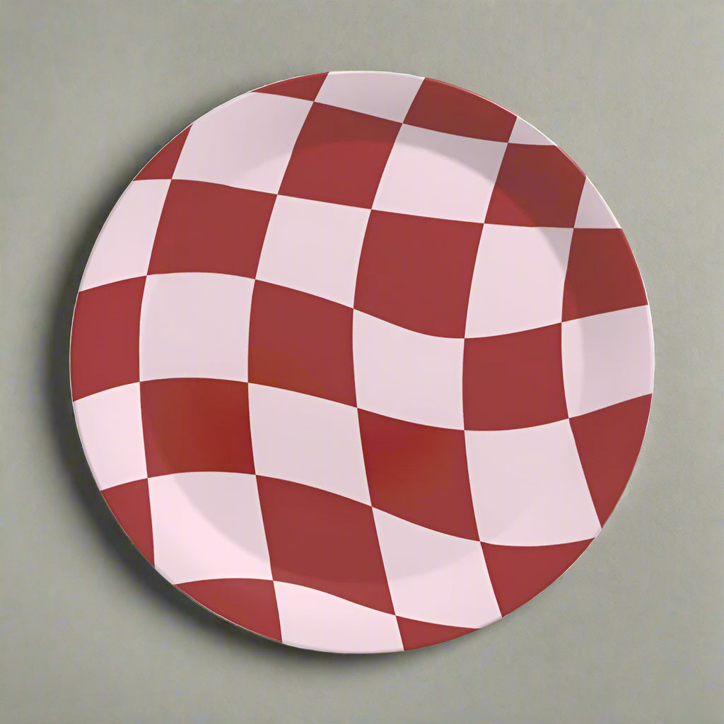 Funky Red & Pink Checkerboard Party Plates – Bold, Unbreakable & Sustainable