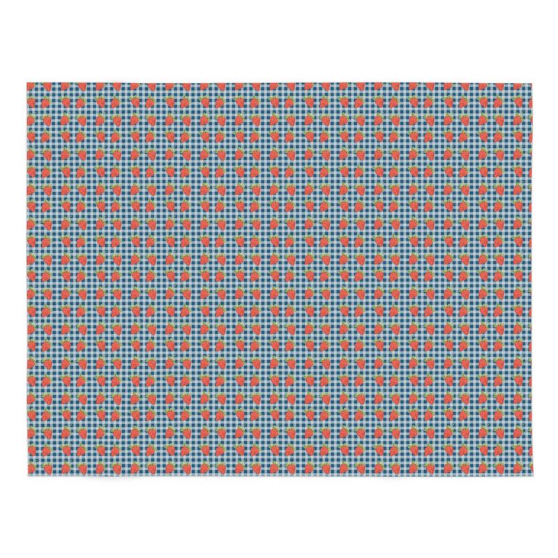 Strawberry blue check Cotton linen table cloth