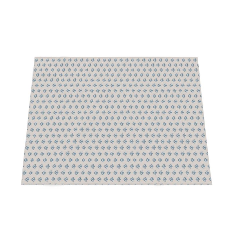 Blue Floral Block Print Cotton Linen Tablecloth