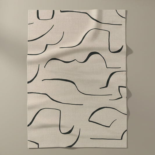 Modern Minimalist Abstract Line Cotton Linen Tea Towel – Contemporary